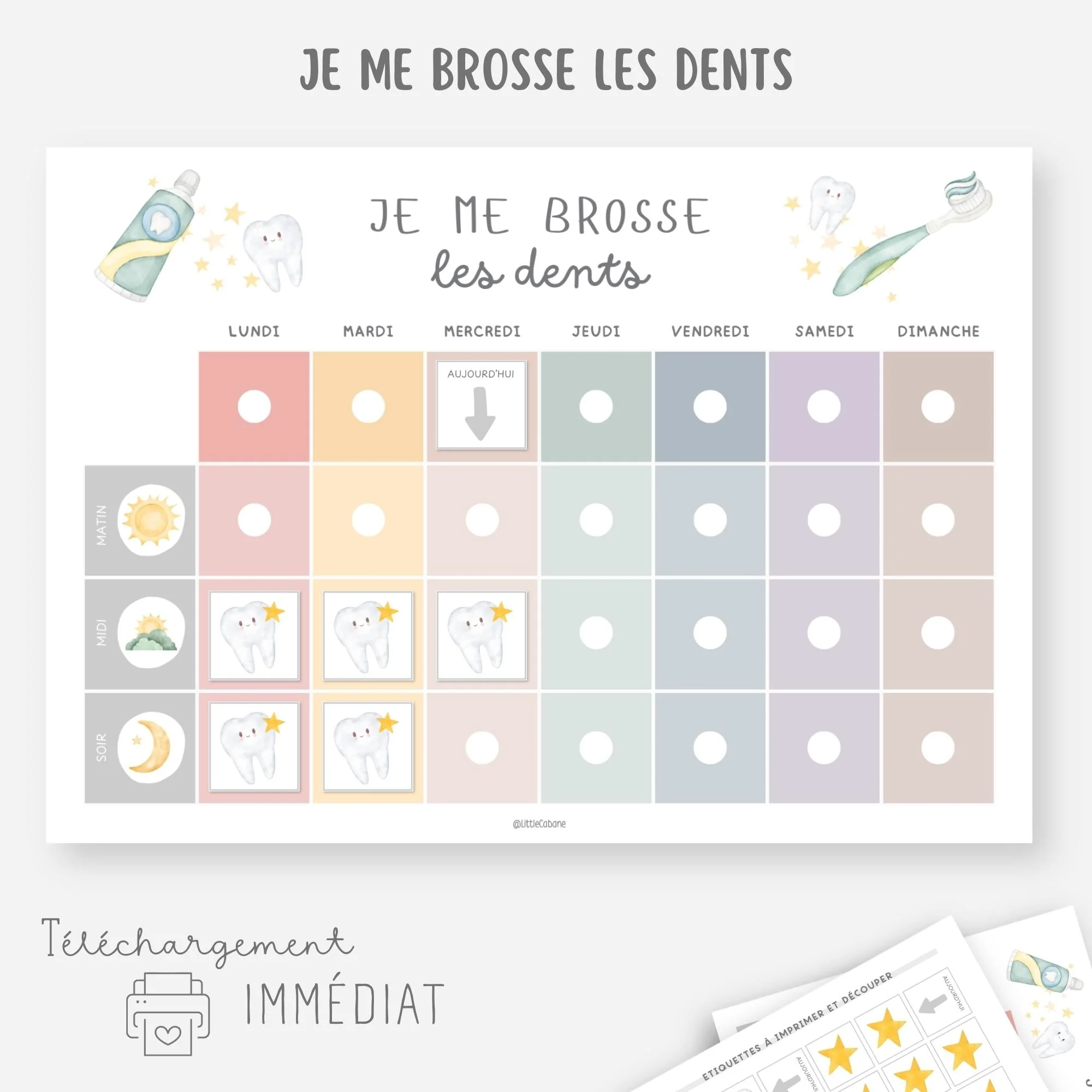 Tableau brossage des dents - Je me brosse les dents