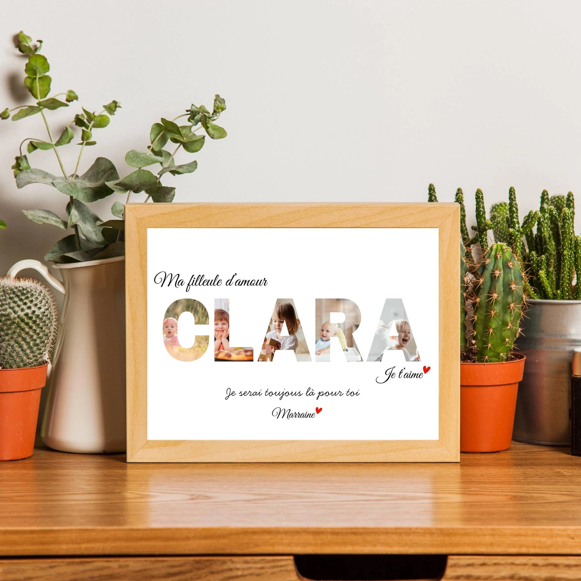Affiche enfant prénom personnalisée avec photo - cadeau pour filleule filleul baptême, naissance, Noël