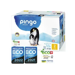 PINGO COUCHES ÉCOLOGIQUES JETABLES MINI JUMBO TAILLE 2 (3-6KG) 2X42 COUCHES