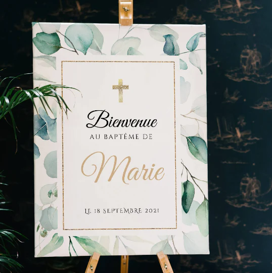 Affiche bienvenue baptême / anniversaire personnalisée - Panneau de bienvenue pour bapteme par le Temps des Paillettes – Image 2
