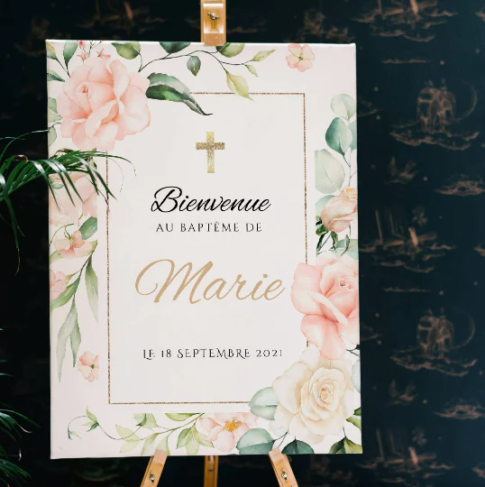 Affiche bienvenue baptême / anniversaire personnalisée - Panneau de bienvenue pour bapteme par le Temps des Paillettes – Image 3