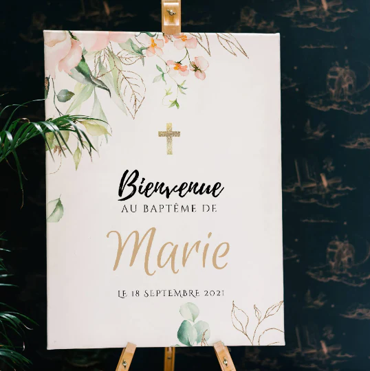 Affiche bienvenue baptême / anniversaire personnalisée - Panneau de bienvenue pour bapteme par le Temps des Paillettes – Image 2